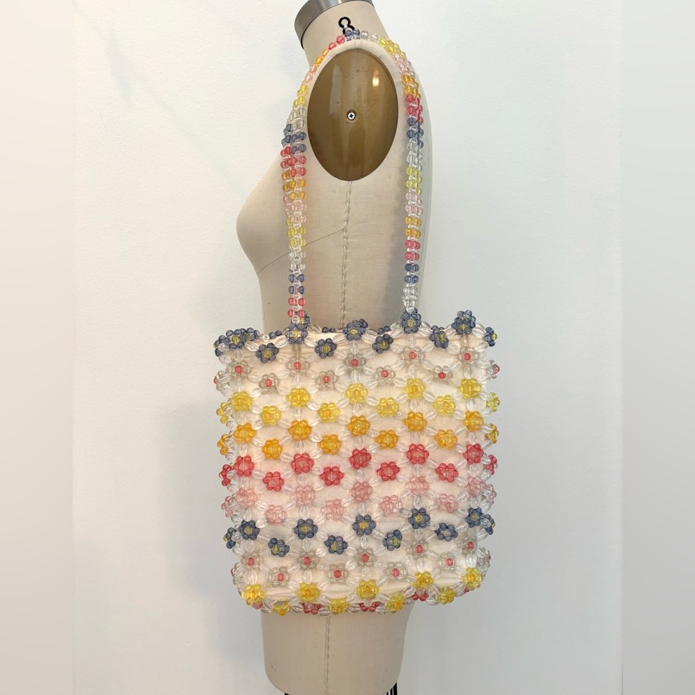 Cynthia Rowley Rainbow Beaded Bag/Tote NWOT Shoulder Pastel Daisy Flowers